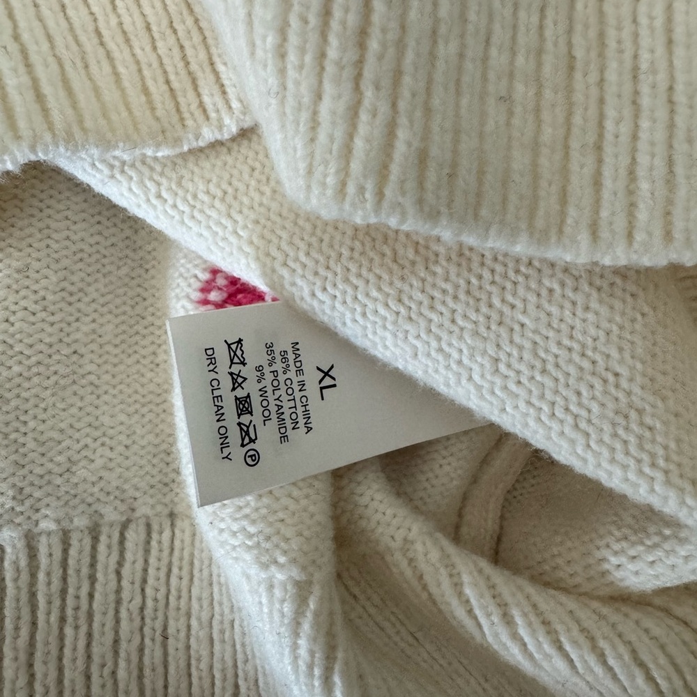 Kate Spade Lips Mockneck Sweater XL White/Pink/Red - Picture 6 of 9